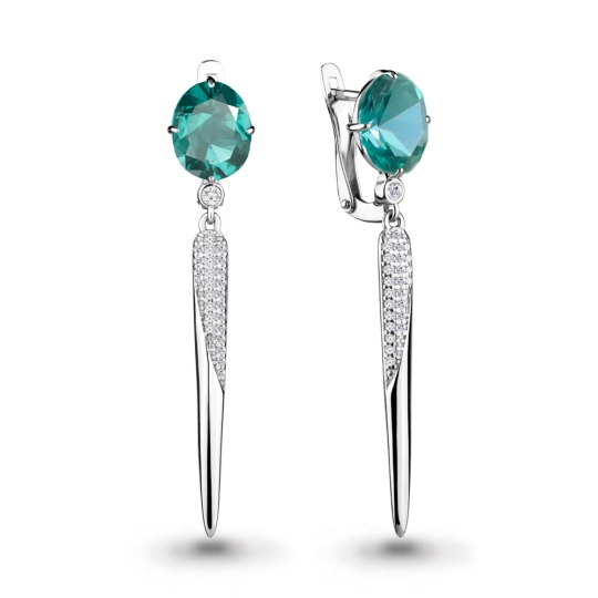 Серьги из серебра с фианитами