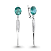 Серьги из серебра с турмалинами и фианитами