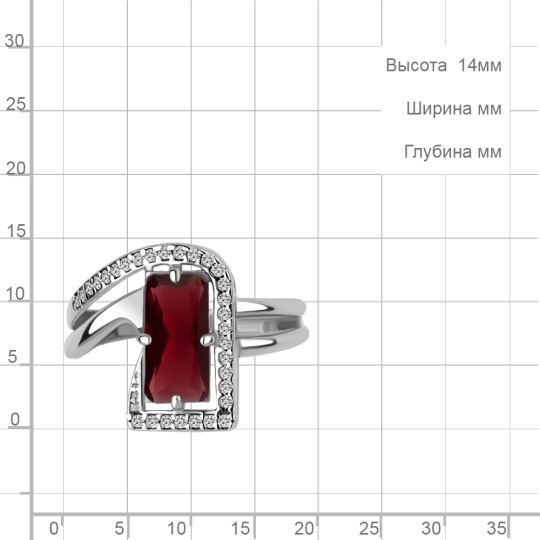 Кольцо из керамики с серебряной вставкой и фианитом