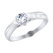 Кольцо из белого золота с фианитом