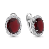Серьги из серебра с гранатами и фианитами
