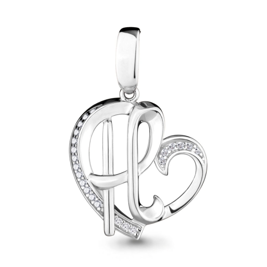 Подвеска-буква из серебра с фианитами "В"