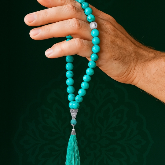 Чётки из агата с серебряными вставками