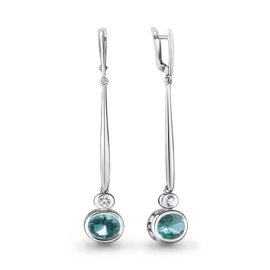 Серьги из серебра с фианитами