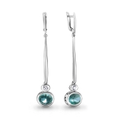 Серьги из серебра с турмалином и фианитами