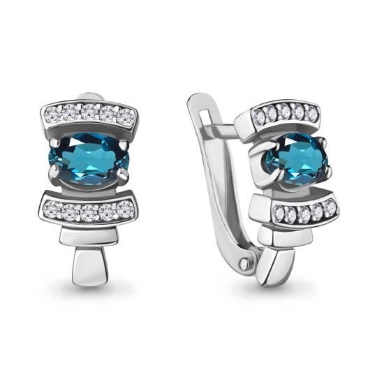 Серьги из серебра с фианитами