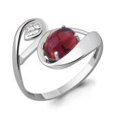 Кольцо из серебра с гранатом и фианитами