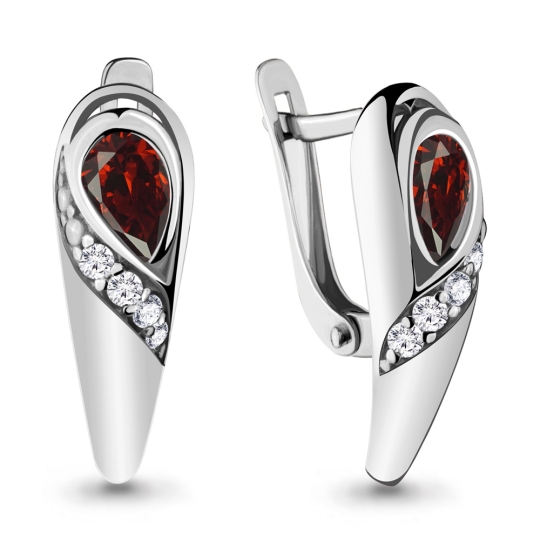 Серьги из серебра с фианитами