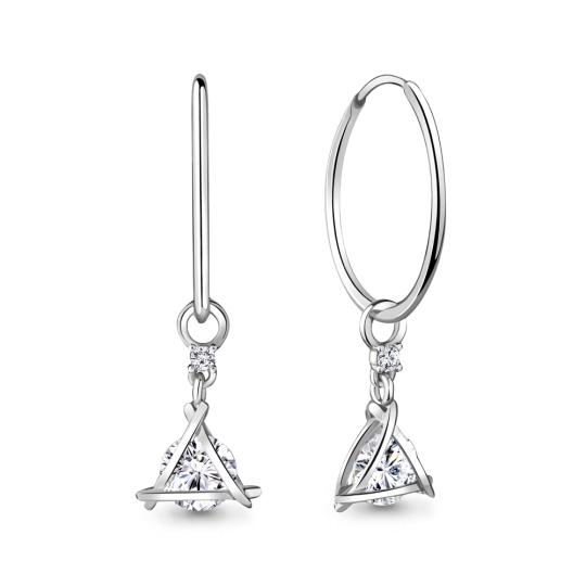 Серьги из серебра с фианитами