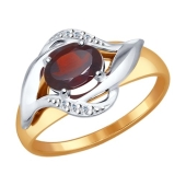Кольцо из золота с гранатом и фианитами