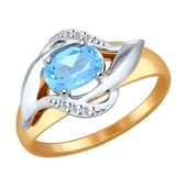 Кольцо из золота с топазом и фианитами