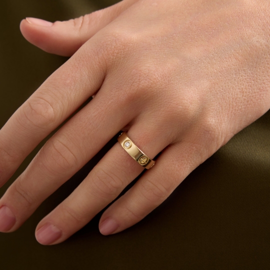 Кольцо из лимонного золота с фианитами