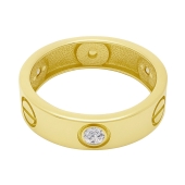 Кольцо из лимонного золота с фианитами