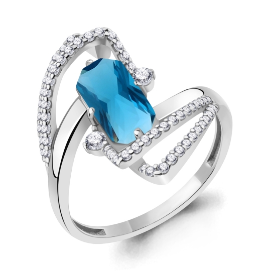 Кольцо из серебра с позолотой и фианитами