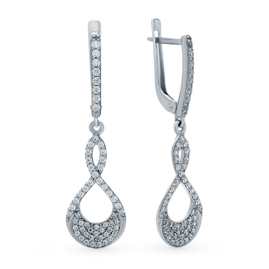 Серьги из серебра с фианитами