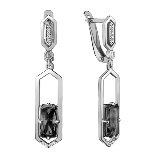 Серьги из серебра с фианитами