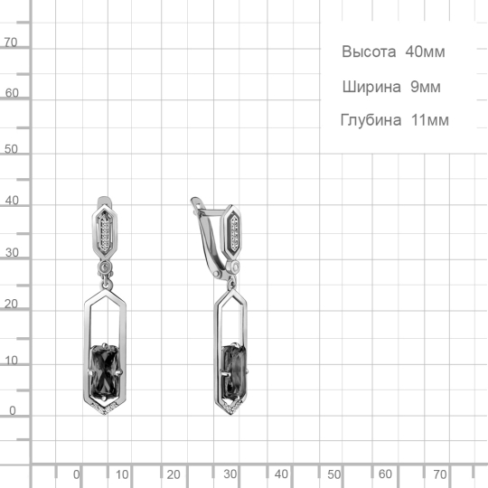 Серьги из серебра с фианитами