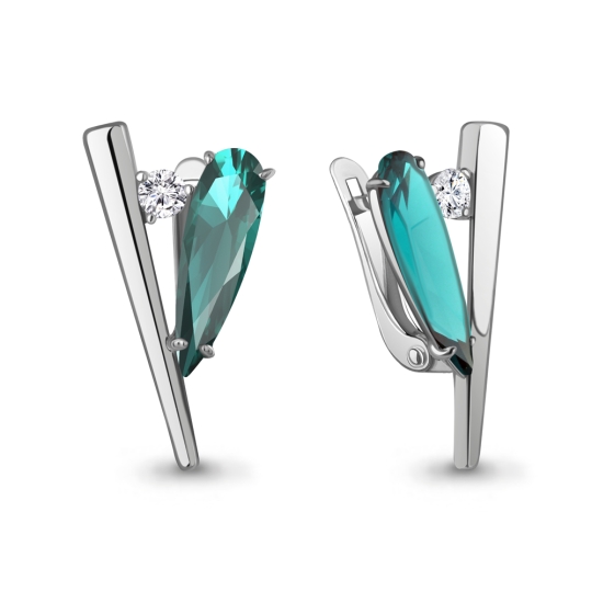 Серьги из серебра с фианитами