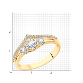 Кольцо из серебра с позолотой и фианитами