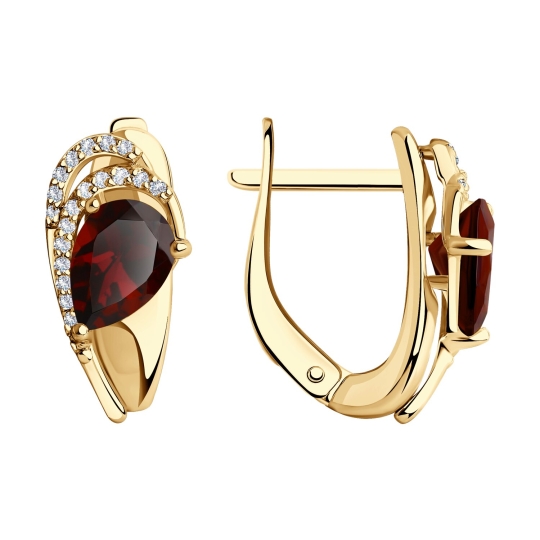 Серьги-пусеты из серебра с фианитами