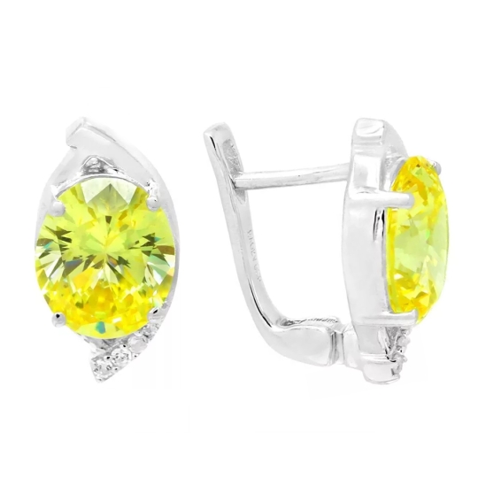 Серьги из серебра с гранатами и фианитами
