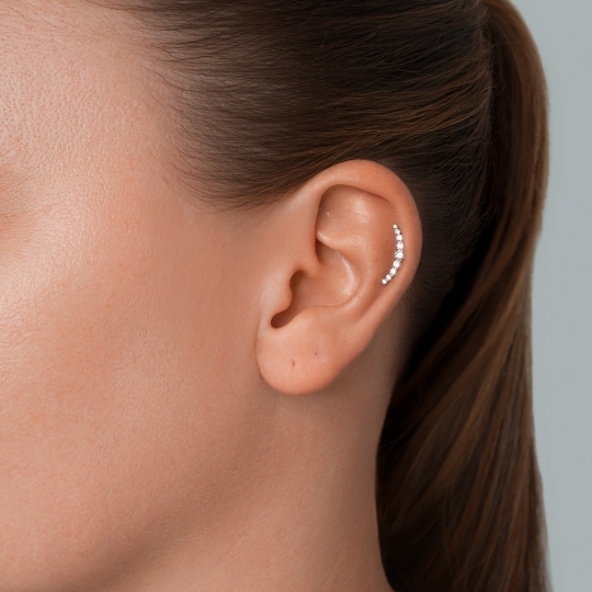 Пирсинг из золота с фианитами