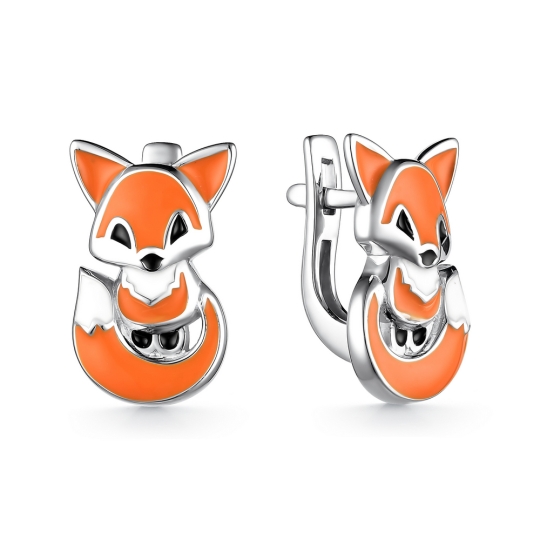 Серьги из серебра с аметистами и фианитами 