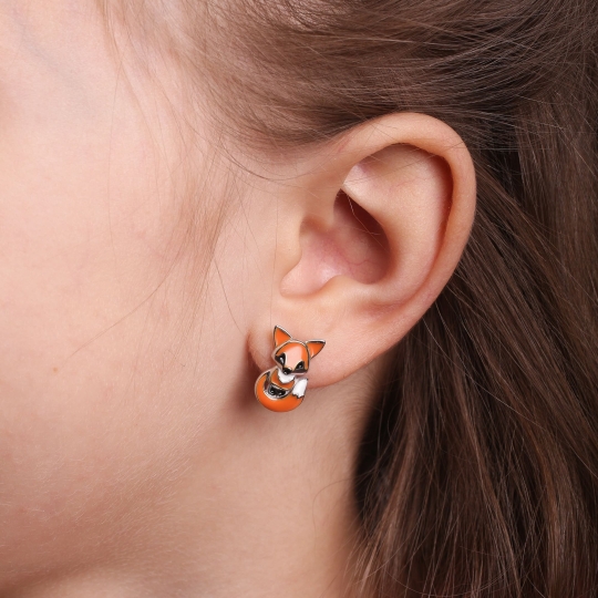 Серьги из серебра с аметистами и фианитами 