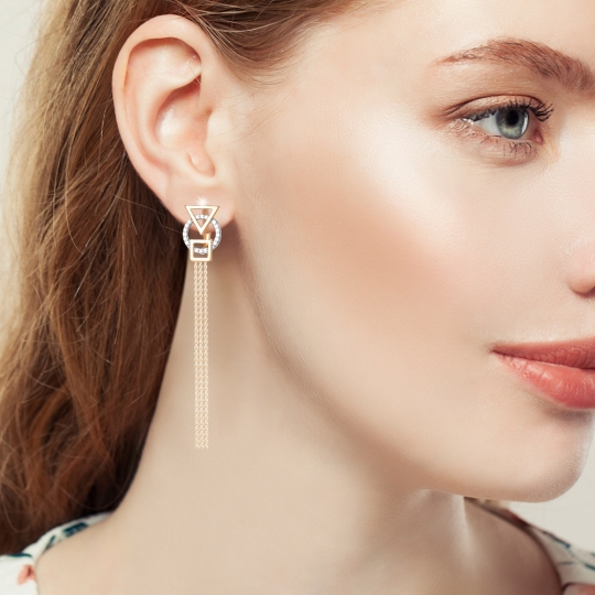 Серьги из серебра с морганитами и фианитами