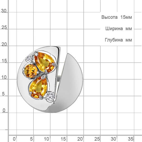 Кольцо из серебра с ониксом "Герб РФ"