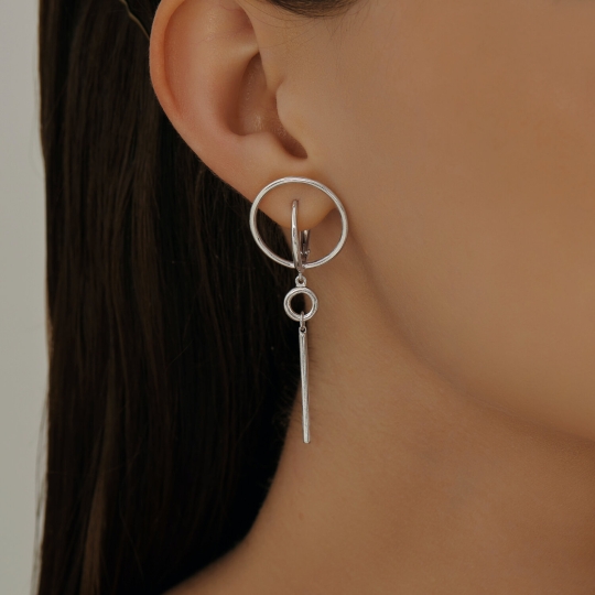 Серьги из серебра с агатами и фианитами