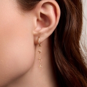 Асимметричные серьги-трансформеры из золота с фианитами