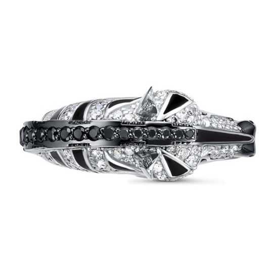 Кольцо из керамики с вставкой из золота и бриллиантами