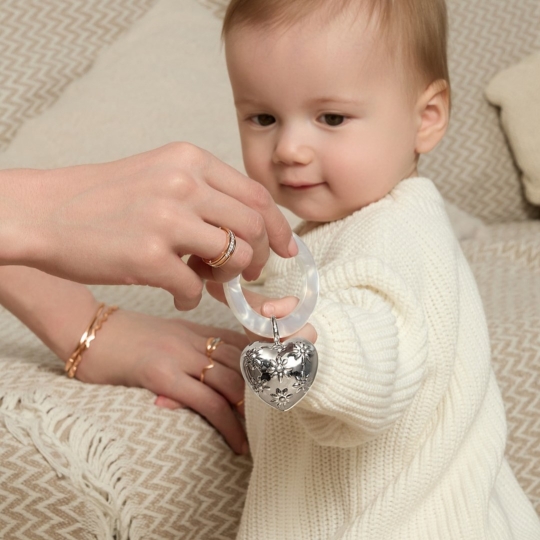 Погремушка из серебра "Сердце"