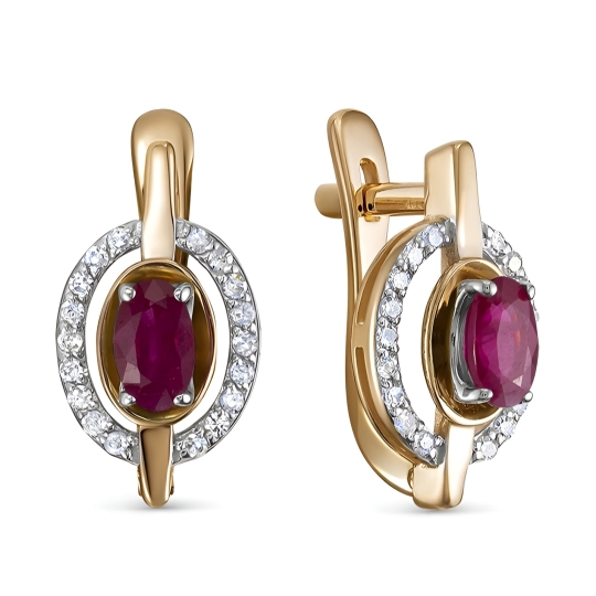 Серьги из белого золота с бриллиантами и сапфировыми корундами