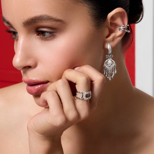 Серьги-трансформеры из серебра с фианитами