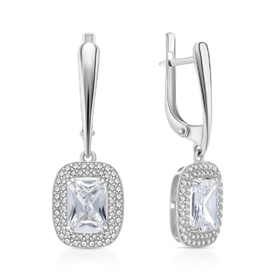 Серьги из серебра с фианитами