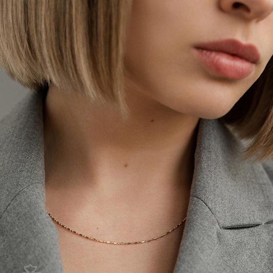 Цепь из белого золота плетения "Двойной ромб"