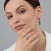 Серьги из серебра с топазами Sky Blue и фианитами