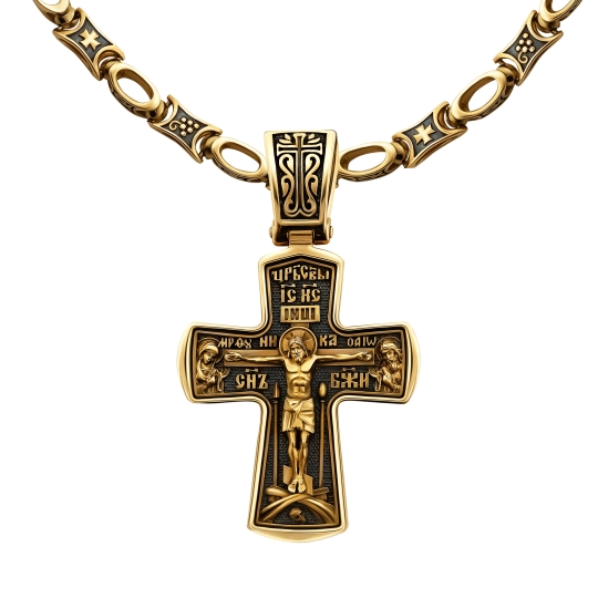 Подвеска-крест из золота с фианитами