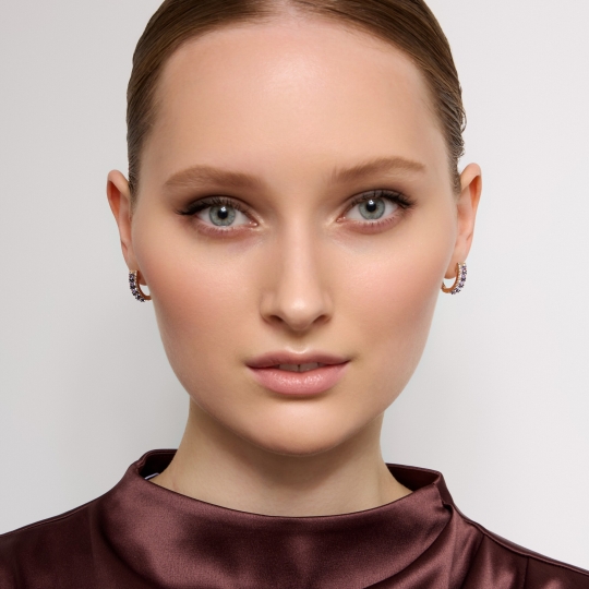 Серьги из золота с бриллиантами и танзанитами