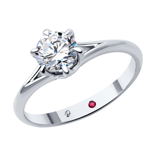 Колье из белого золота с выращенным бриллиантом и рубином