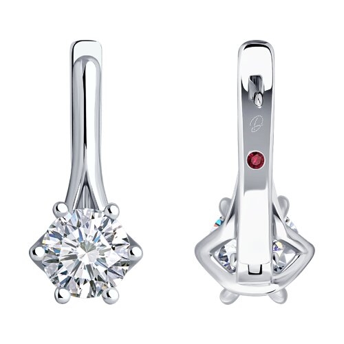 Колье из белого золота с выращенным бриллиантом и рубином