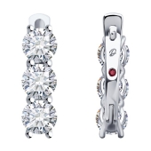 Серьги из белого золота с выращенными бриллиантами и рубинами