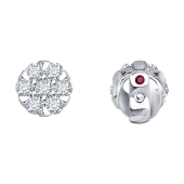 Серьги из белого золота с выращенными бриллиантами и рубинами