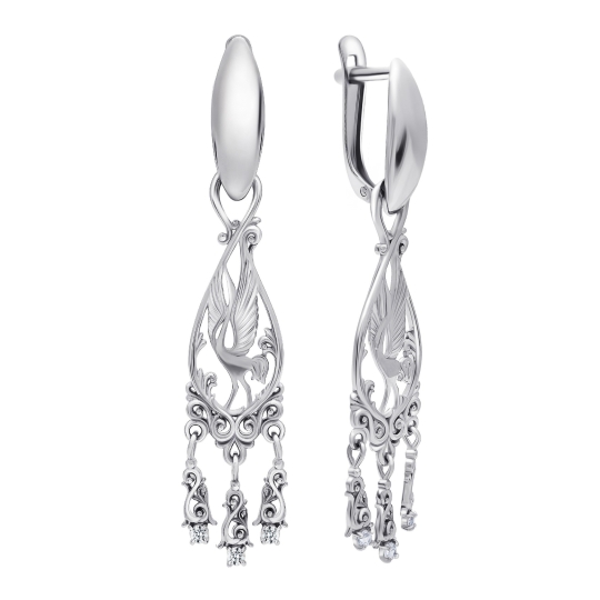 Серьги из серебра с фианитами