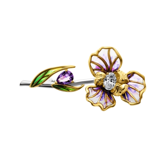 Брошь из серебра с фианитами