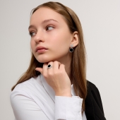 Серьги из серебра с агатами и фианитами