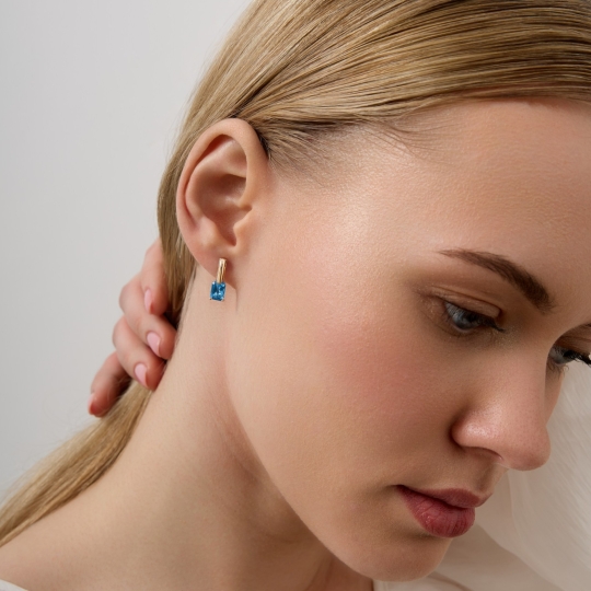 Серьги из золота с ситаллами топаз Swiss