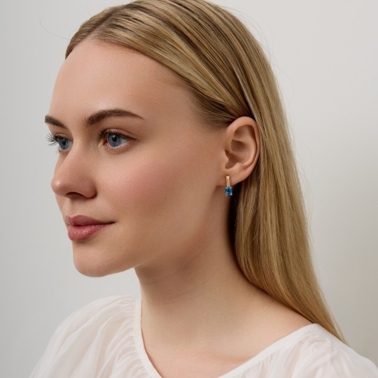 Серьги из золота с ситаллами топаз Swiss